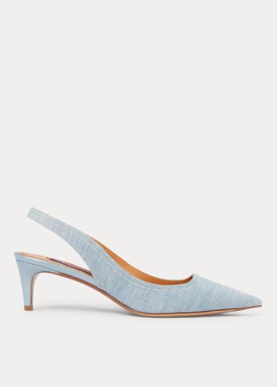 Ralph Lauren Cleo Cotton Chambray Pumps Dame Danmark (IXEMW2867)